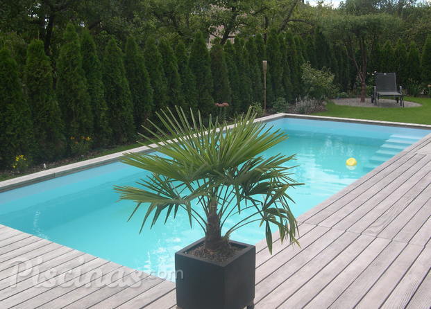 Piscina de concreto com folha